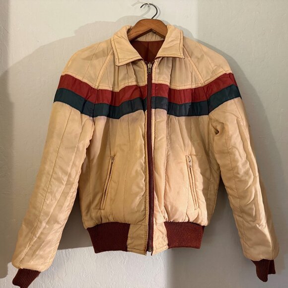 Vintage 1970s Reversible Leather Bomber Jacket in Rust Brown Size Medium - Picture 6 of 7